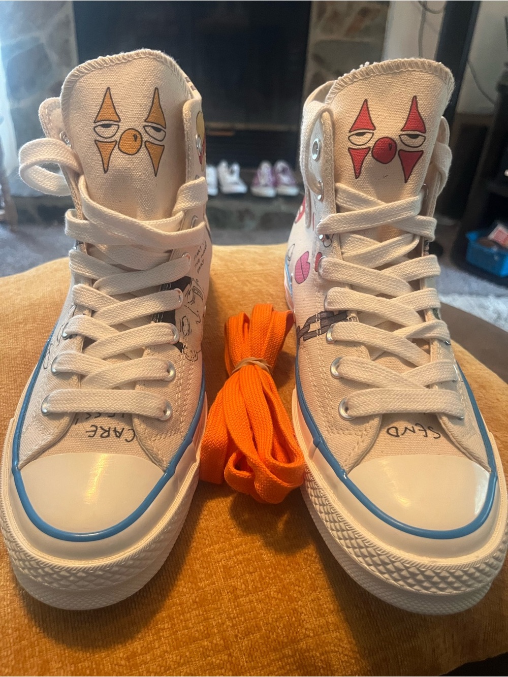 Men’s Tyler The Creator Converse Hi -Top Canvas Sneakers with Blue Trim